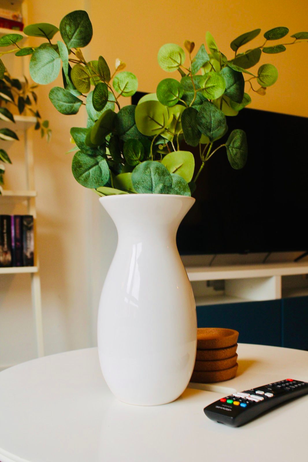 Vase with eucalyptus