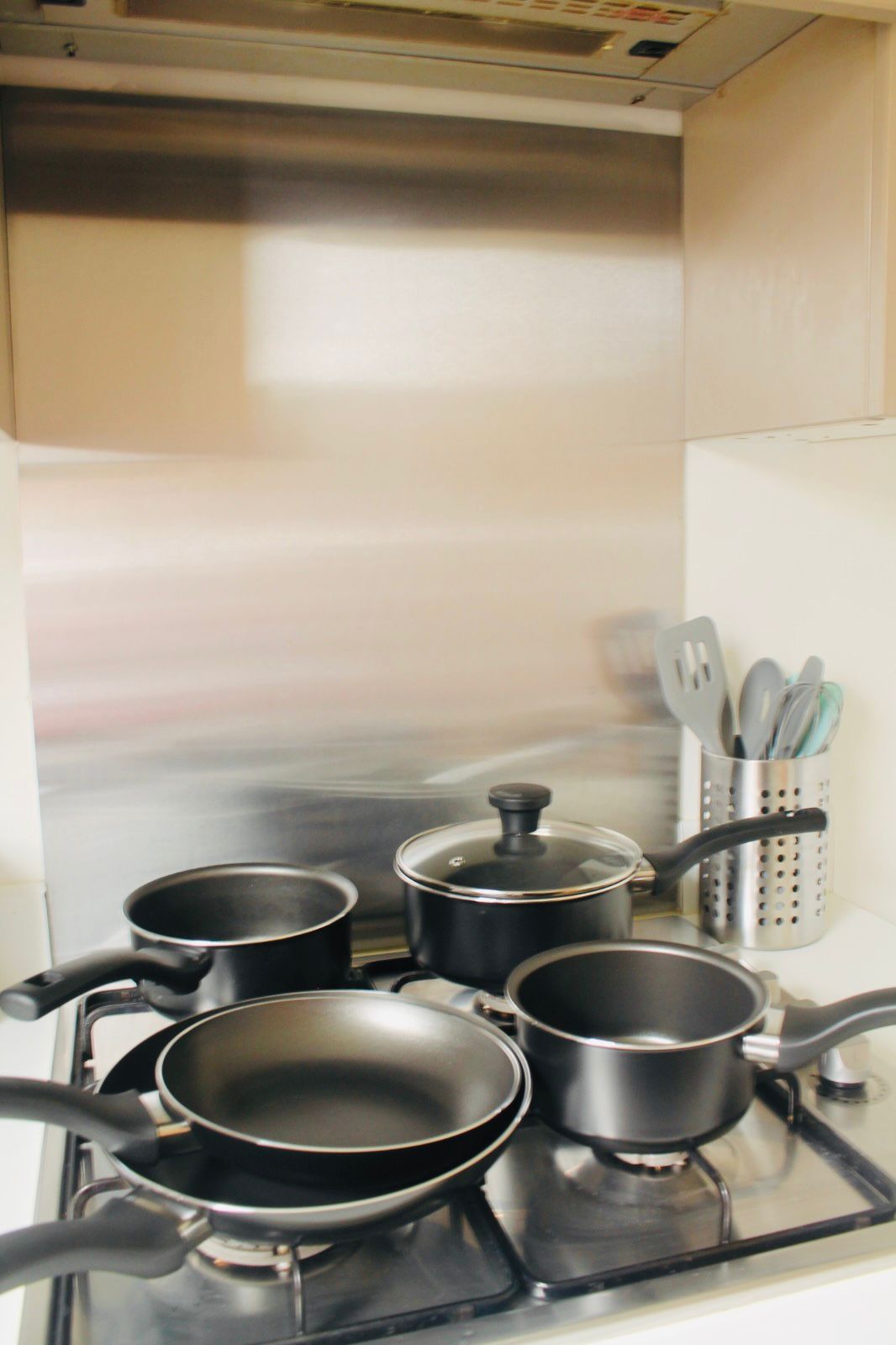 Pots and pans on hob
