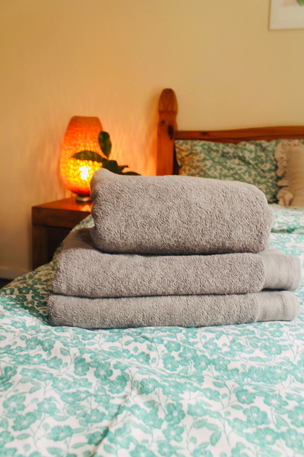 Towels on bed