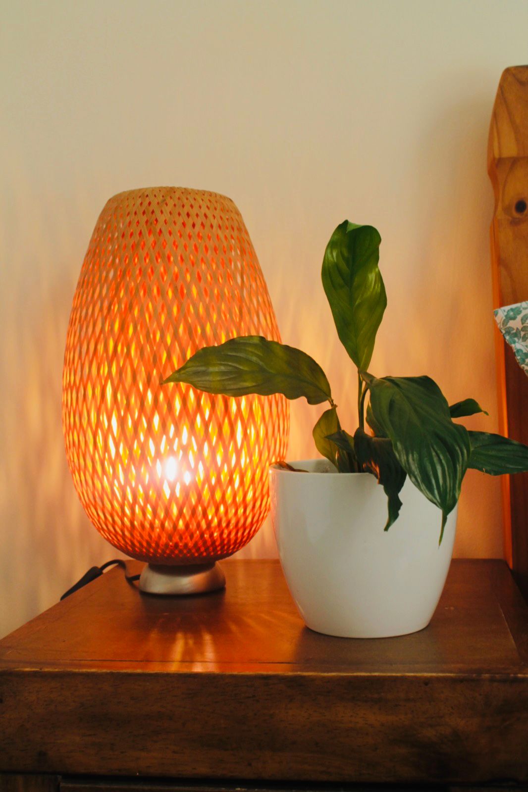 Bedside lamp glowing